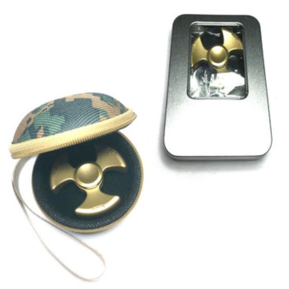 CASE + Heavy Weight Tri Three Arm Gold Metal Fidget Spinner Premium Titanium - Picture 2 of 5